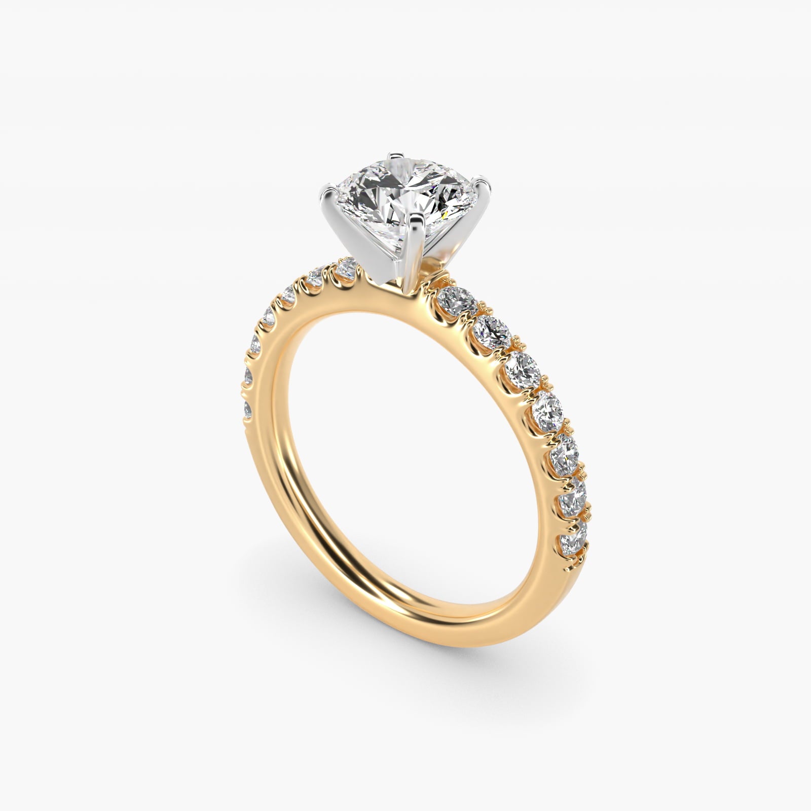 Scalloped PavŽ Diamond Engagement Ring in 18k Yellow Gold (3/8 ct. tw.) - Round Center