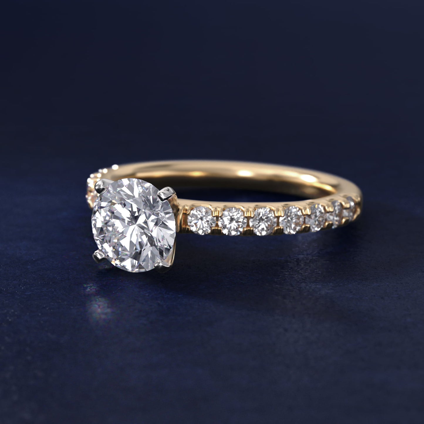 Scalloped PavŽ Diamond Engagement Ring in 18k Yellow Gold (3/8 ct. tw.) - Round Center
