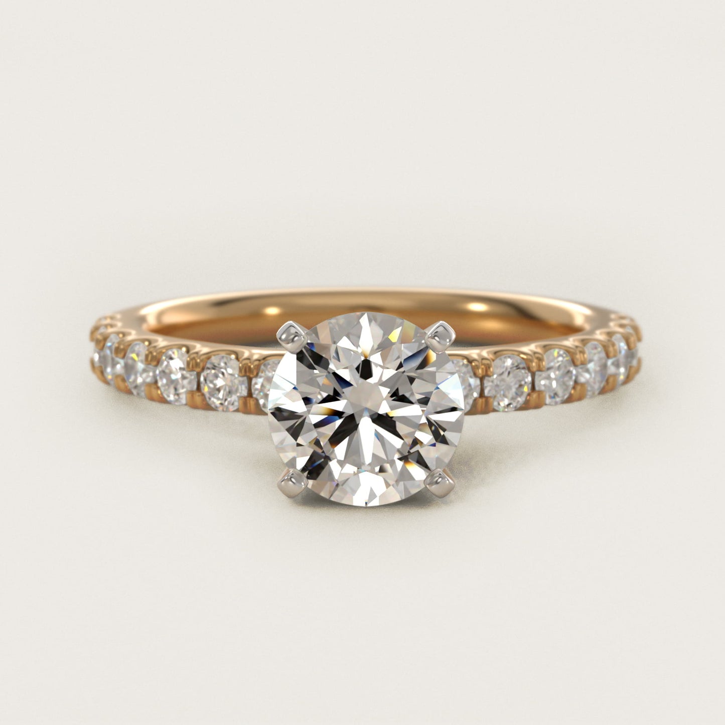 Scalloped PavŽ Diamond Engagement Ring in 14K Yellow Gold (3/8 ct. tw.) - Round Center