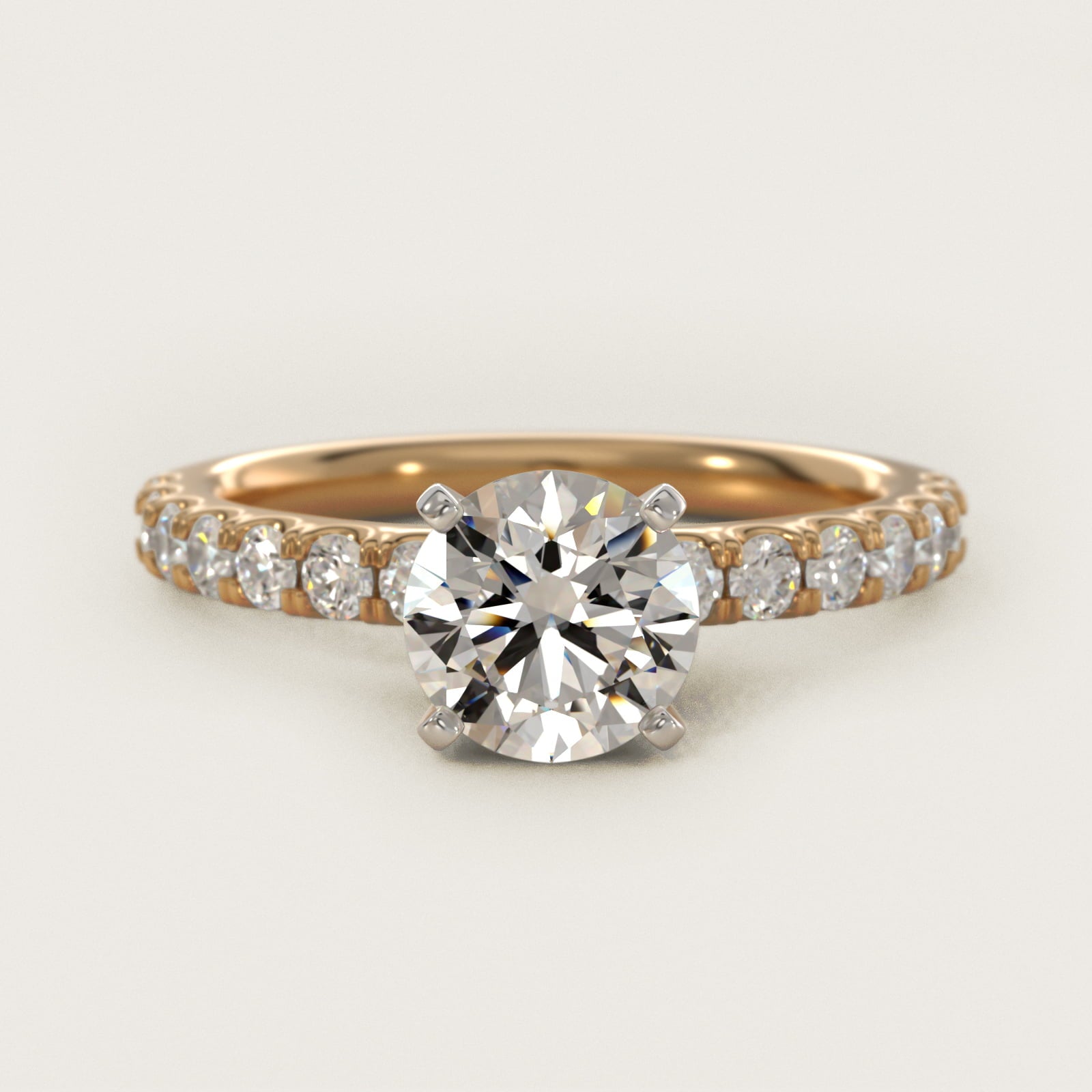 Scalloped PavŽ Diamond Engagement Ring in 14K Yellow Gold (3/8 ct. tw.) - Round Center