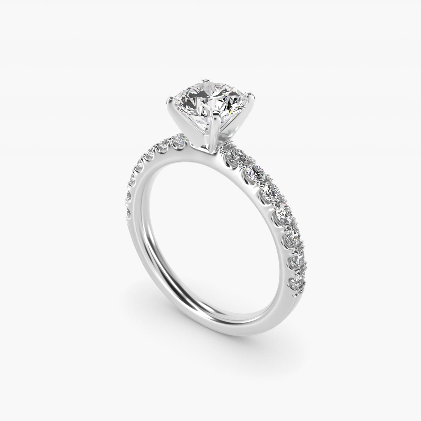 Scalloped PavŽ Diamond Engagement Ring in Platinum (3/8 ct. tw.) - Round Center