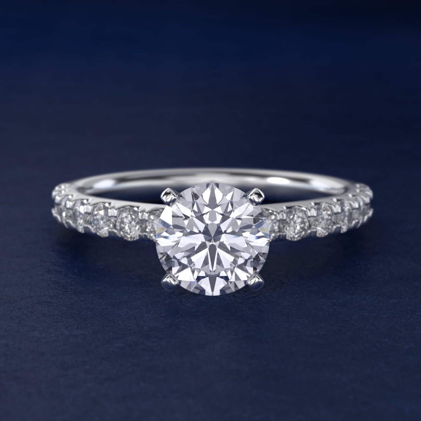 Scalloped PavŽ Diamond Engagement Ring in Platinum (3/8 ct. tw.) - Round Center