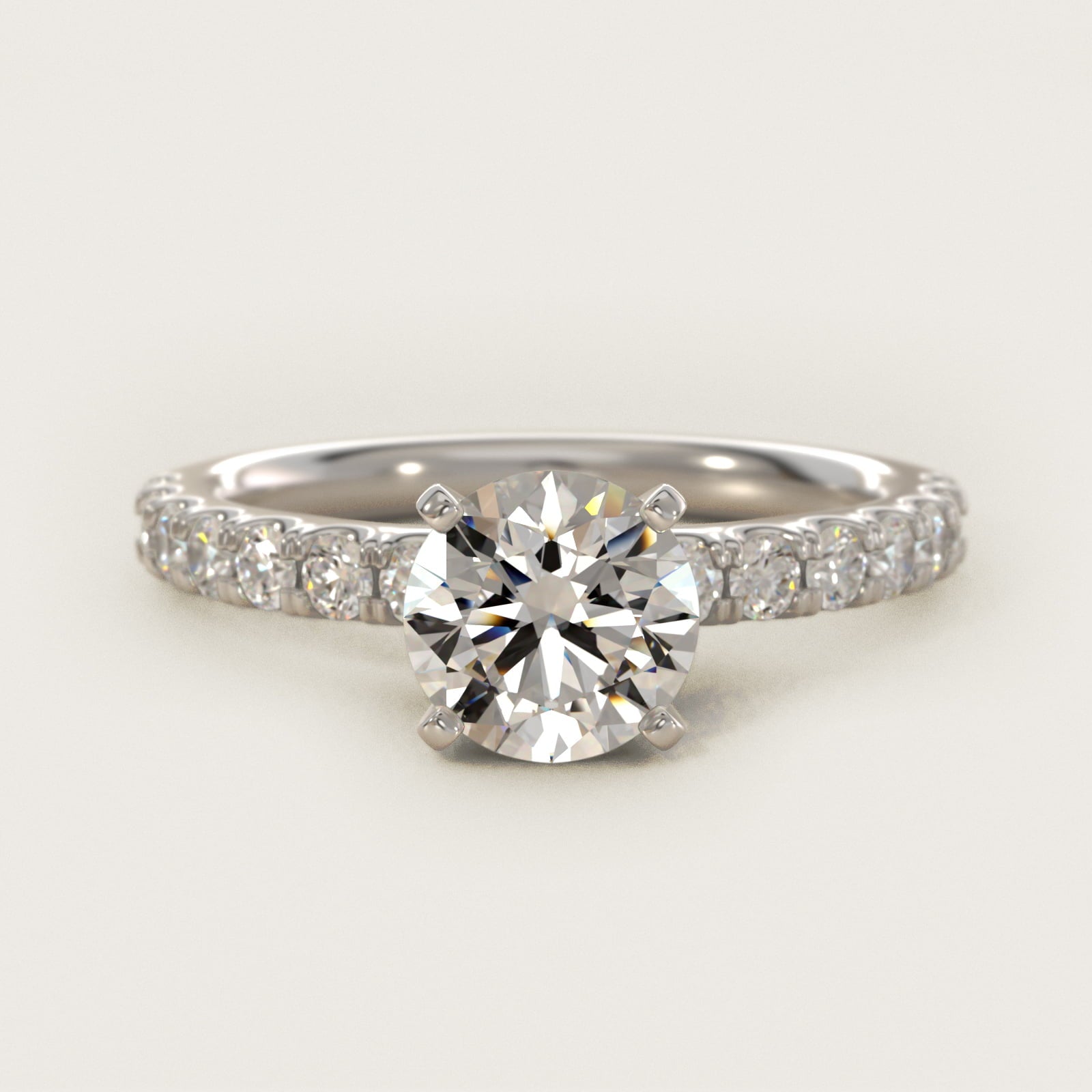 Scalloped PavŽ Diamond Engagement Ring in Platinum (3/8 ct. tw.) - Round Center