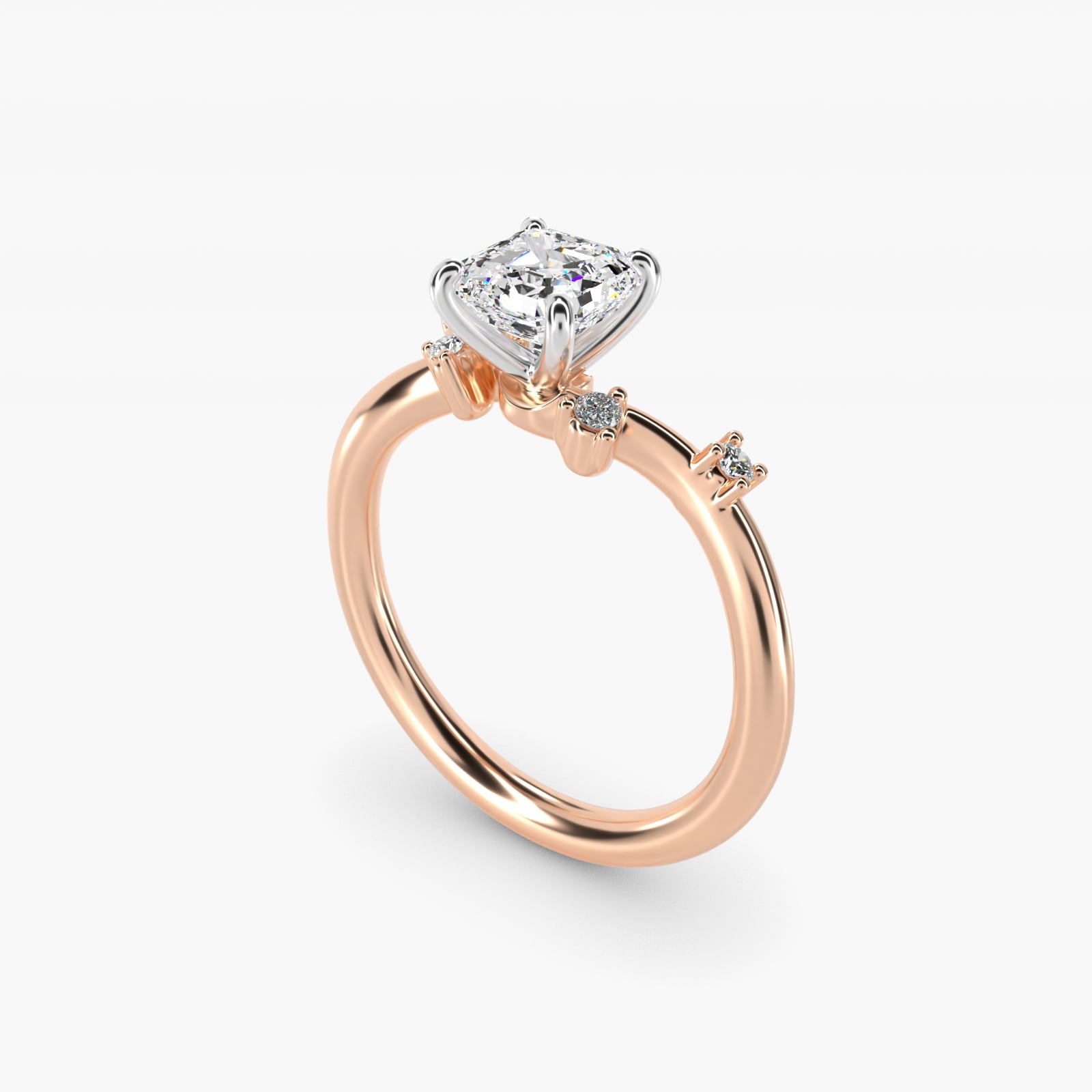 Scattered Blooms Undulated Side Stone Diamond Engagement Ring In 14K Rose Gold By James Allen - Asscher Center