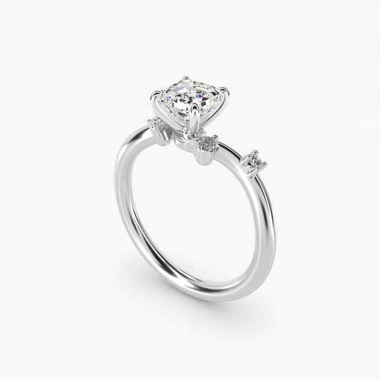 Scattered Blooms Undulated Side Stone Diamond Engagement Ring In 14K White Gold By James Allen - Asscher Center