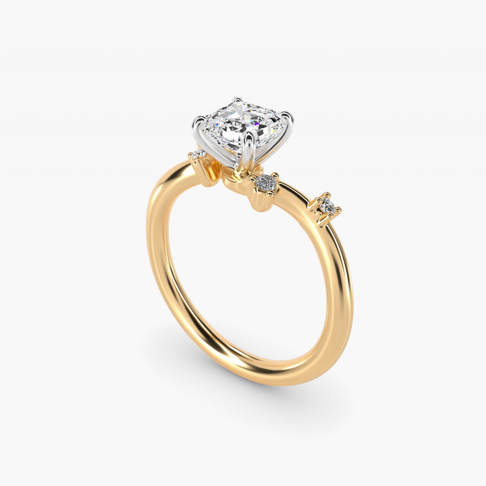 Scattered Blooms Undulated Side Stone Diamond Engagement Ring In 18k Yellow Gold By James Allen - Asscher Center