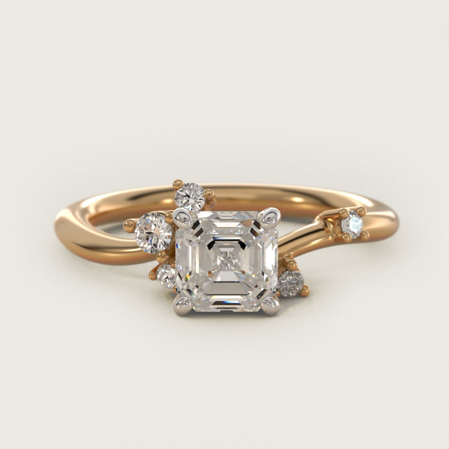 Scattered Blooms Undulated Side Stone Diamond Engagement Ring In 14K Yellow Gold By James Allen - Asscher Center