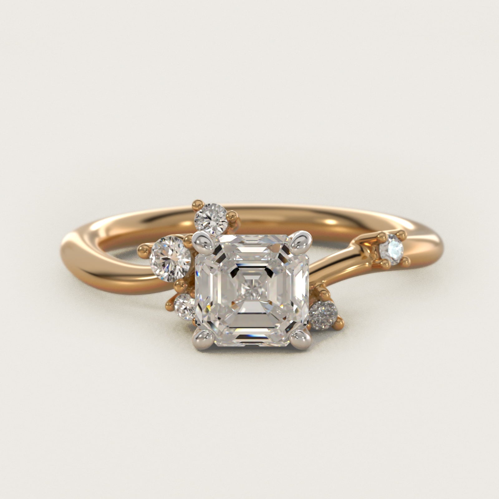 Scattered Blooms Undulated Side Stone Diamond Engagement Ring In 14K Yellow Gold By James Allen - Asscher Center
