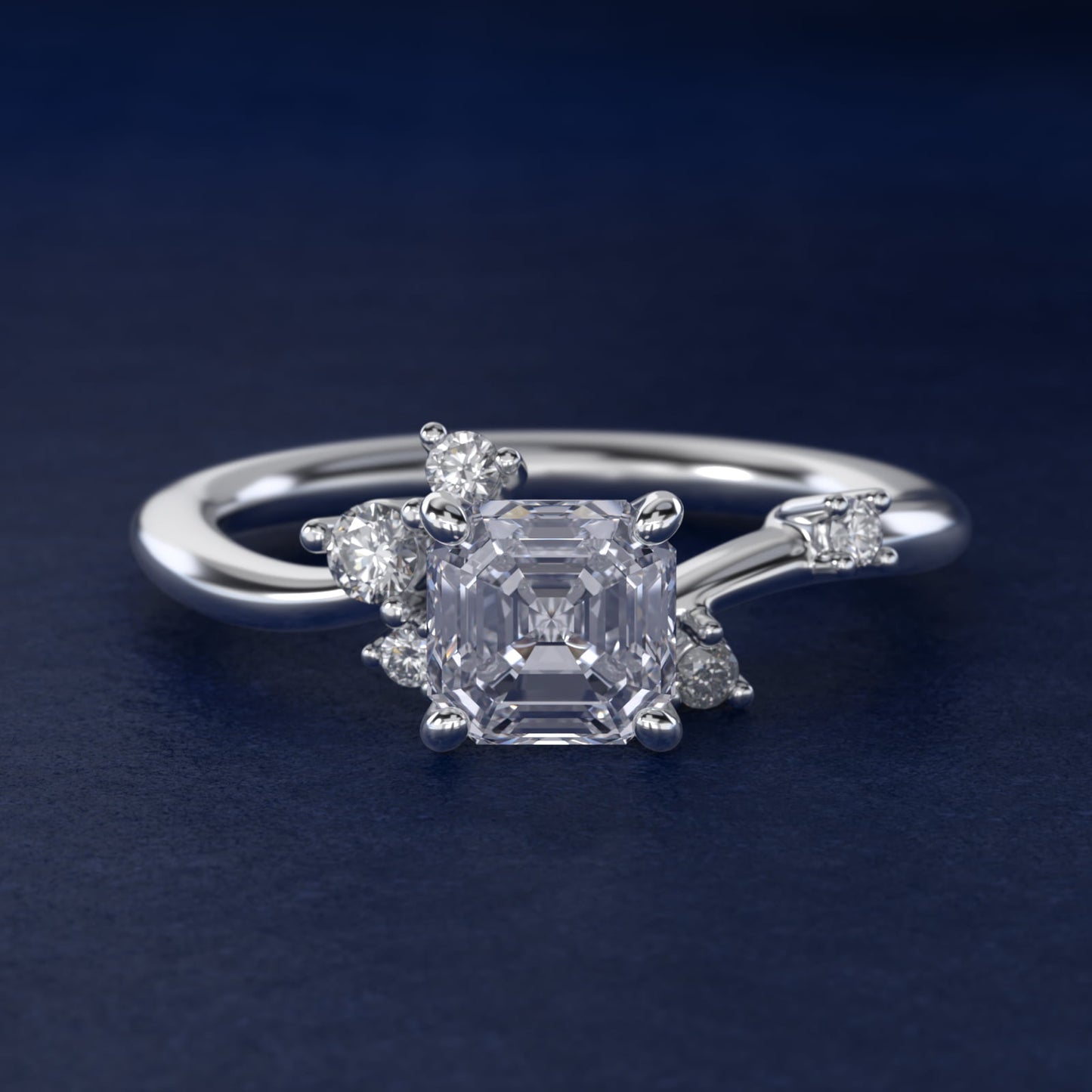 Scattered Blooms Undulated Side Stone Diamond Engagement Ring In Platinum By James Allen - Asscher Center