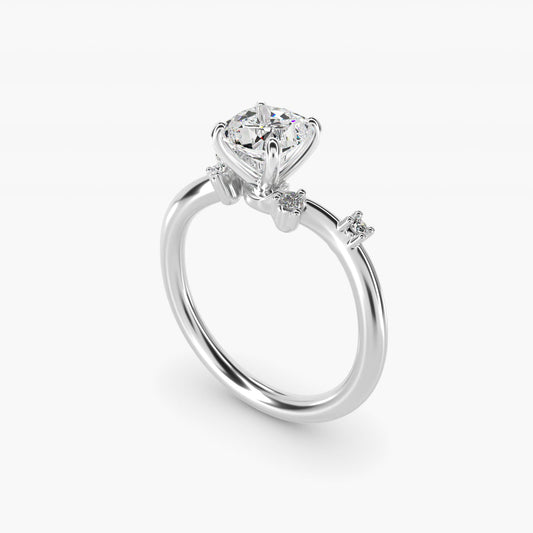 Scattered Blooms Undulated Side Stone Diamond Engagement Ring In Platinum By James Allen - Cushion Center