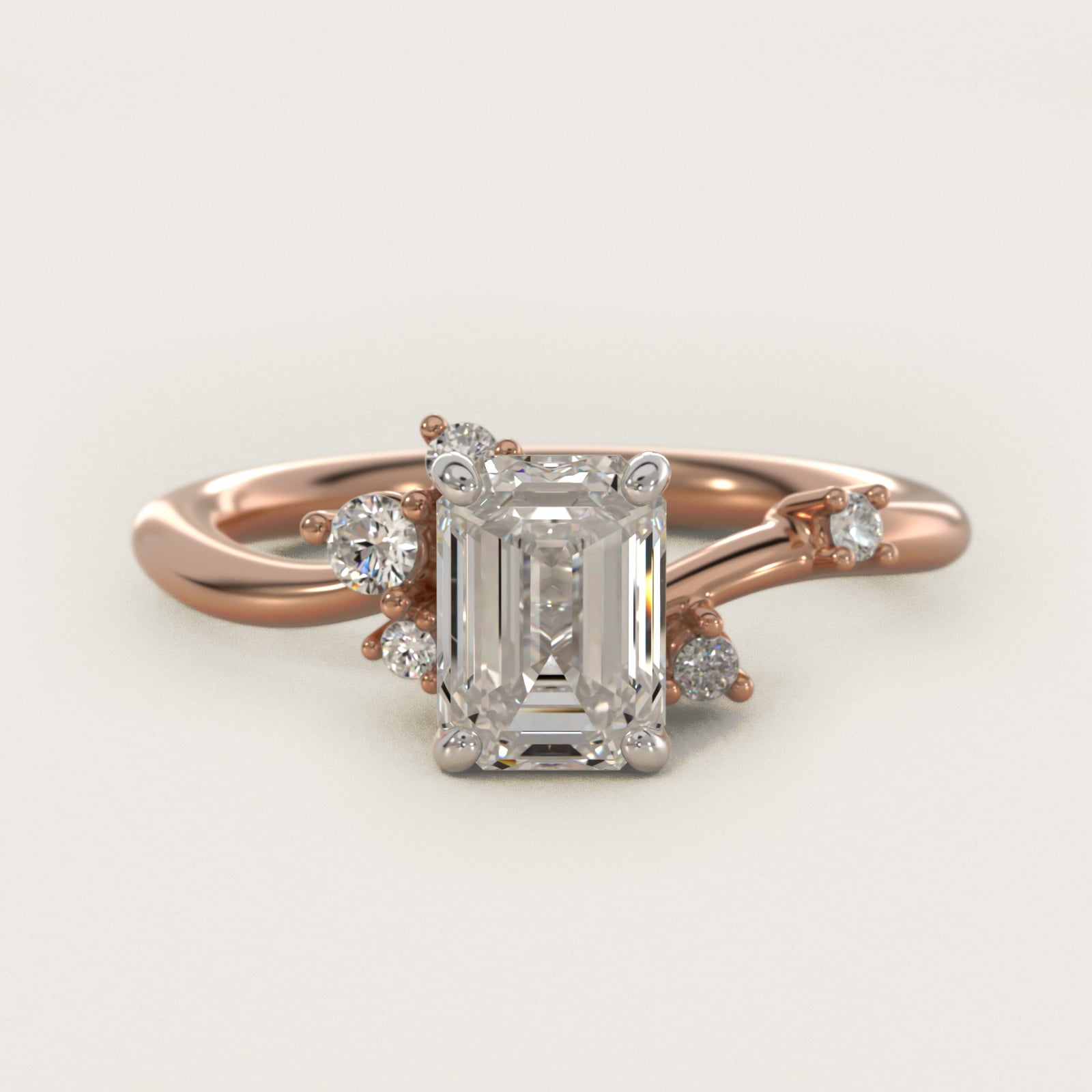 Scattered Blooms Undulated Side Stone Diamond Engagement Ring In 18k Rose Gold By James Allen - Emerald Center