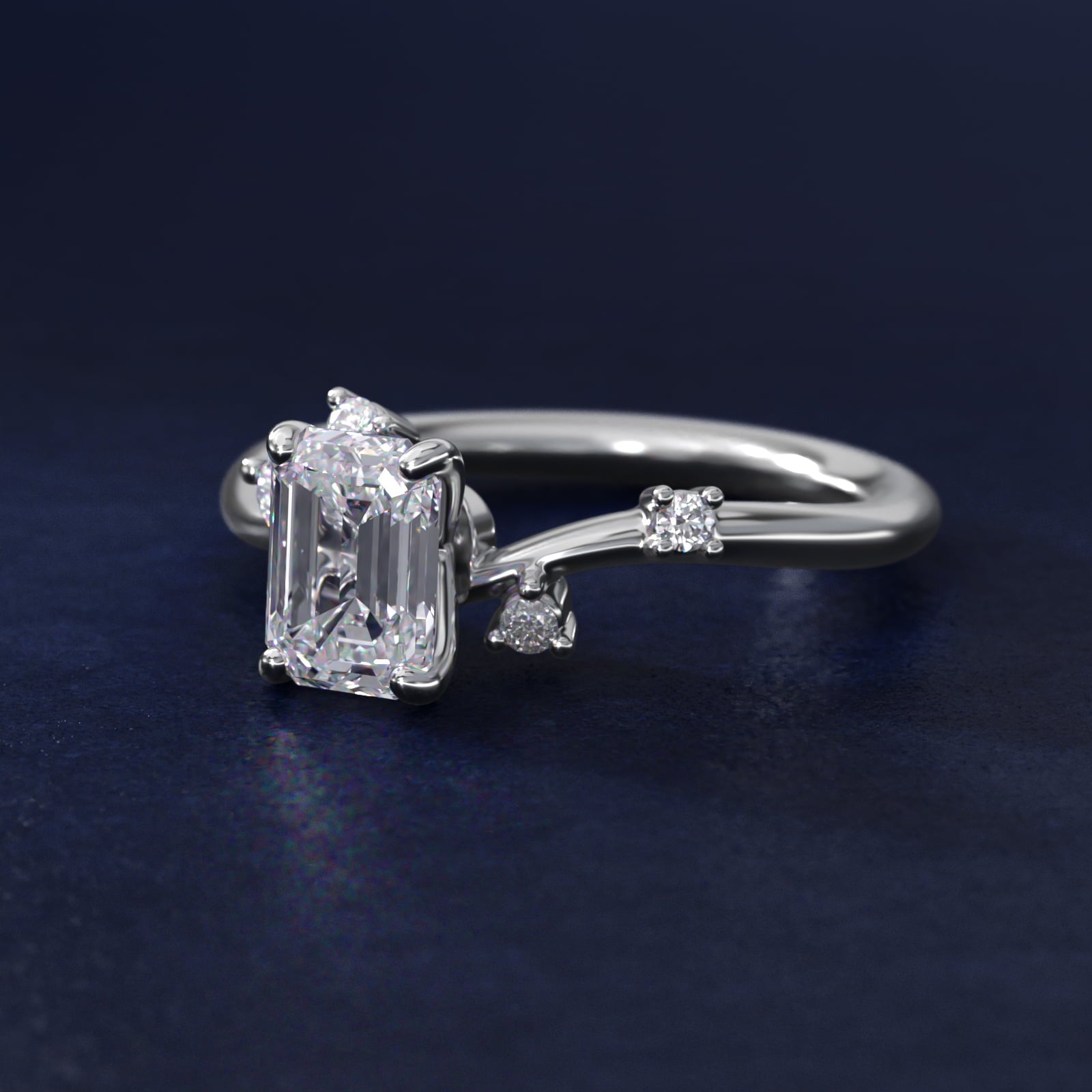 Scattered Blooms Undulated Side Stone Diamond Engagement Ring In 18k White Gold By James Allen - Emerald Center