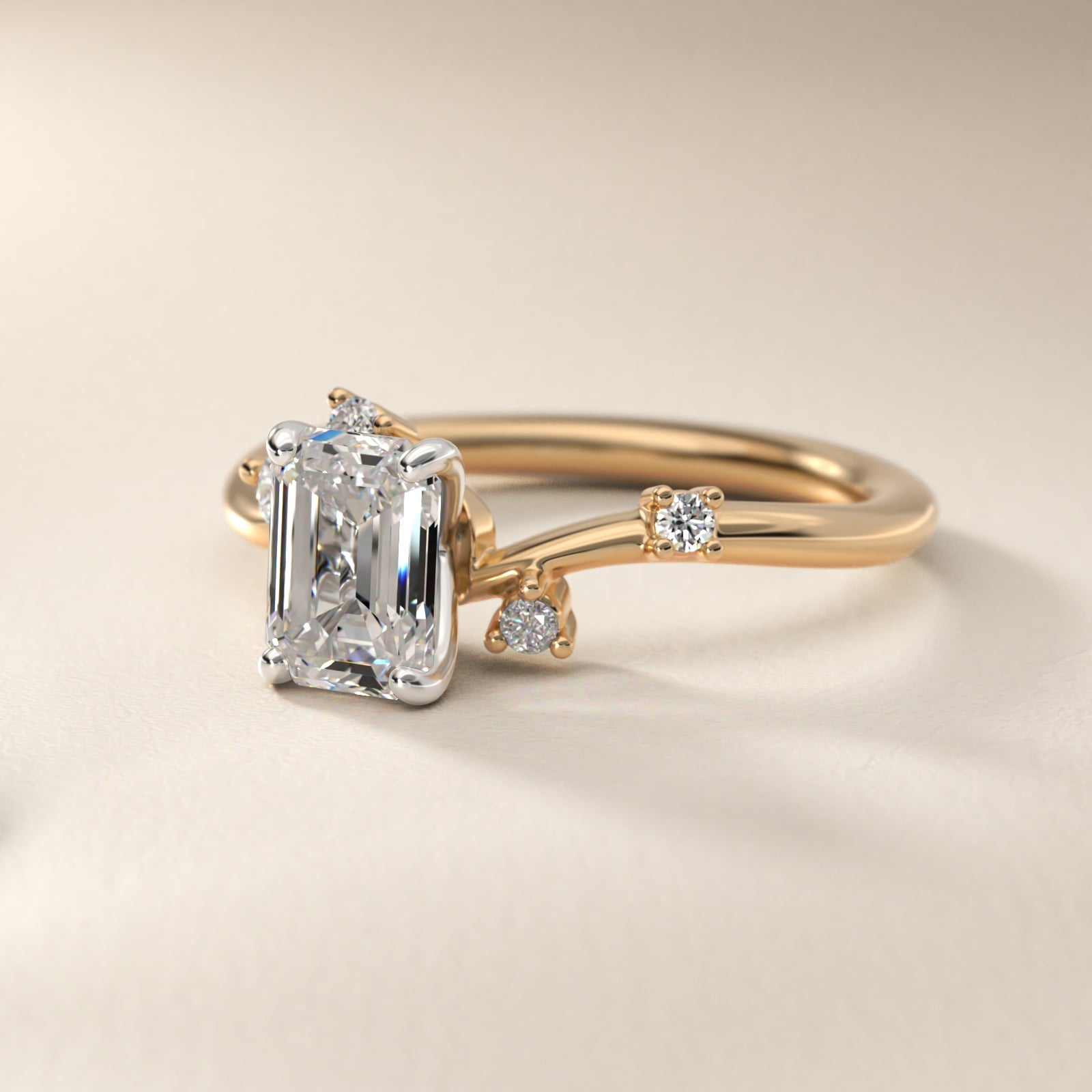 Scattered Blooms Undulated Side Stone Diamond Engagement Ring In 18k Yellow Gold By James Allen - Emerald Center