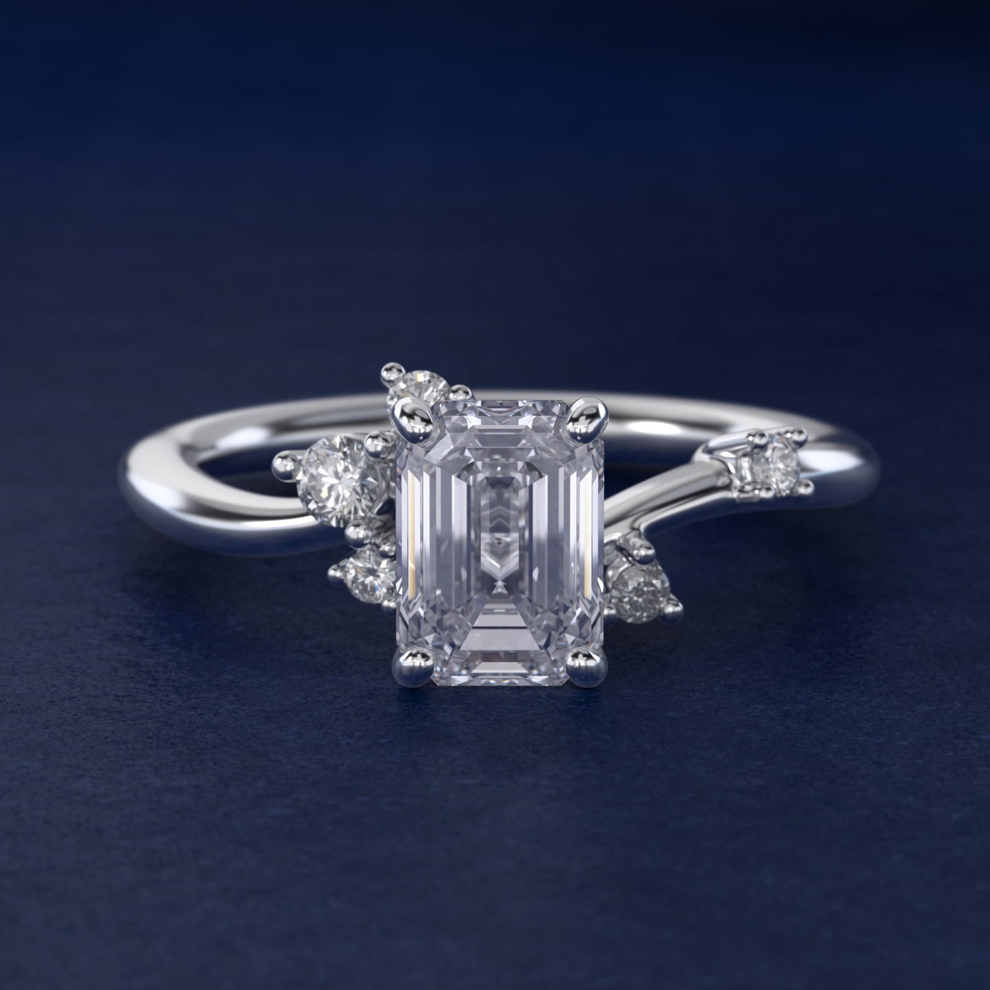 Scattered Blooms Undulated Side Stone Diamond Engagement Ring In Platinum By James Allen - Emerald Center