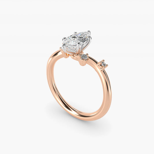 Scattered Blooms Undulated Side Stone Diamond Engagement Ring In 18k Rose Gold By James Allen - Marquise Center