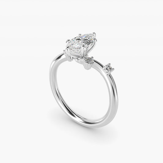 Scattered Blooms Undulated Side Stone Diamond Engagement Ring In 14K White Gold By James Allen - Marquise Center