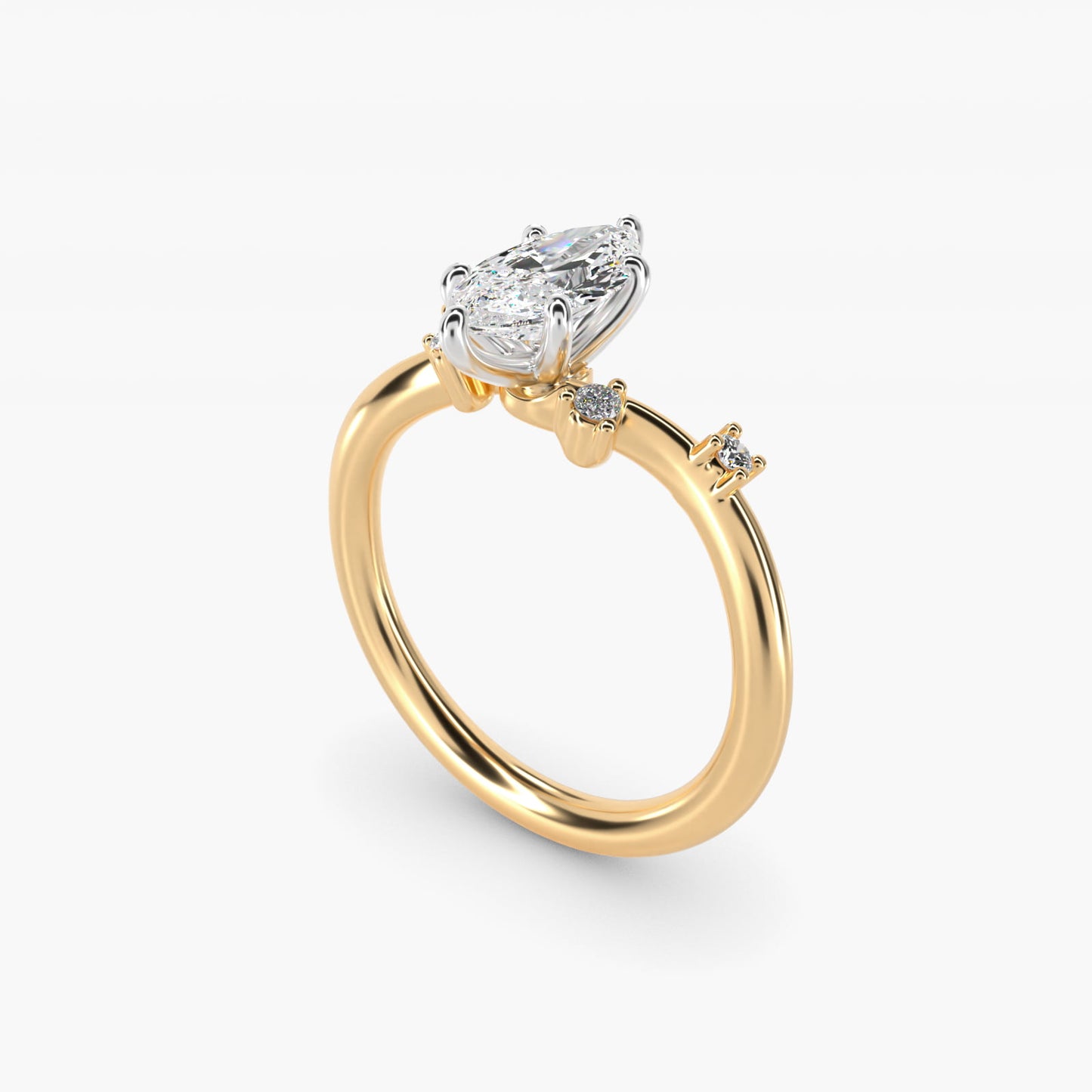 Scattered Blooms Undulated Side Stone Diamond Engagement Ring In 14K Yellow Gold By James Allen - Marquise Center