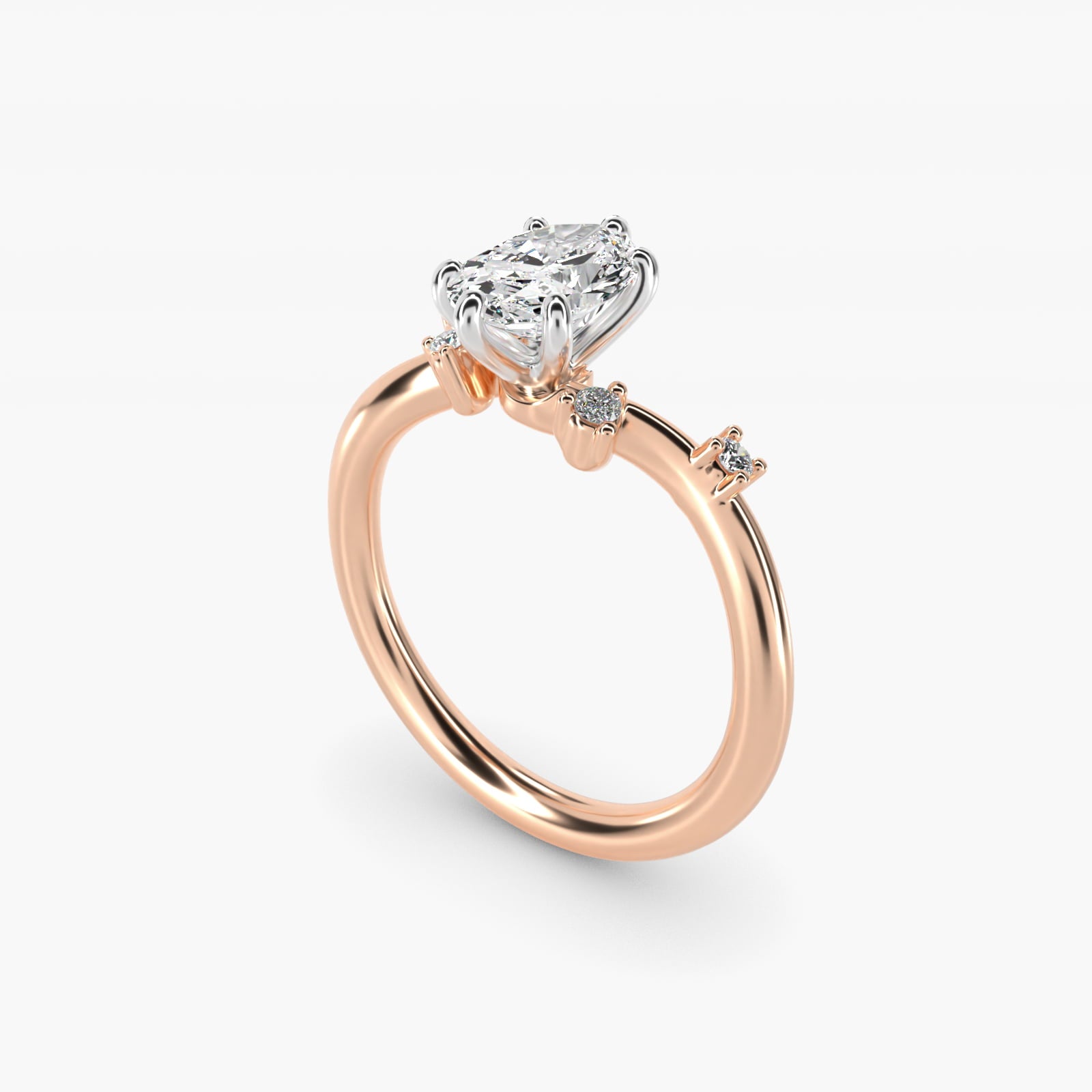 Scattered Blooms Undulated Side Stone Diamond Engagement Ring In 14K Rose Gold By James Allen - Oval Center