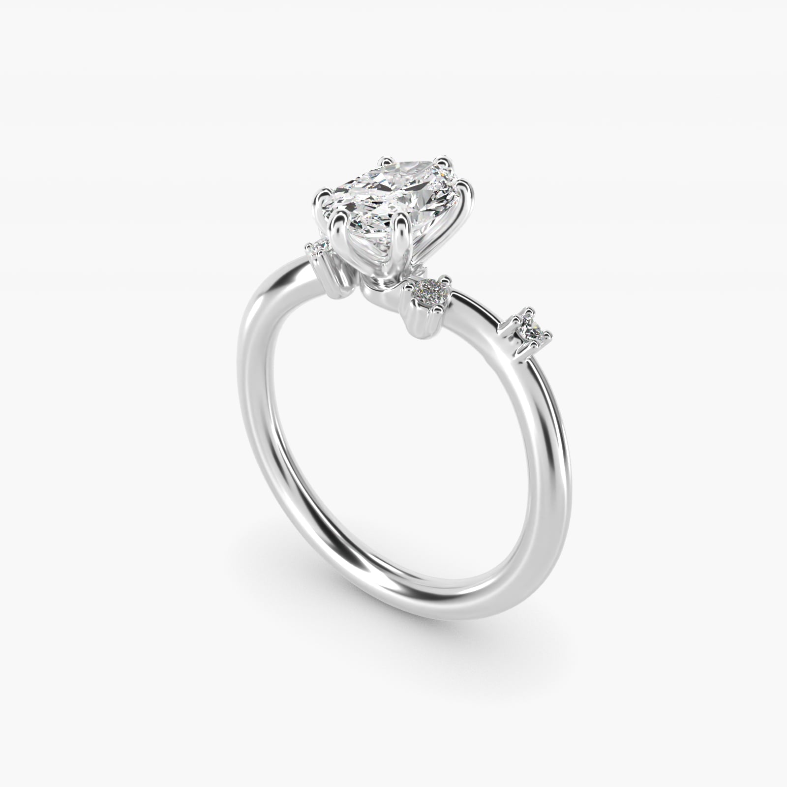 Scattered Blooms Undulated Side Stone Diamond Engagement Ring In 14K White Gold By James Allen - Oval Center