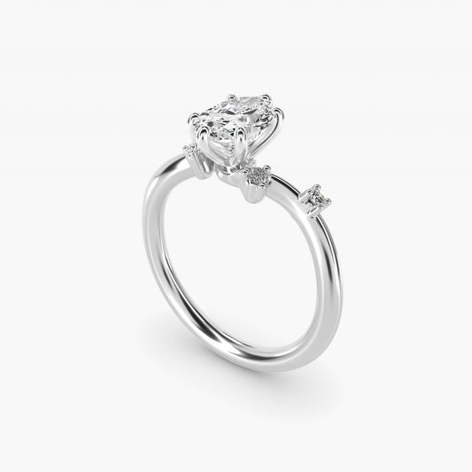 Scattered Blooms Undulated Side Stone Diamond Engagement Ring In 18k White Gold By James Allen - Oval Center