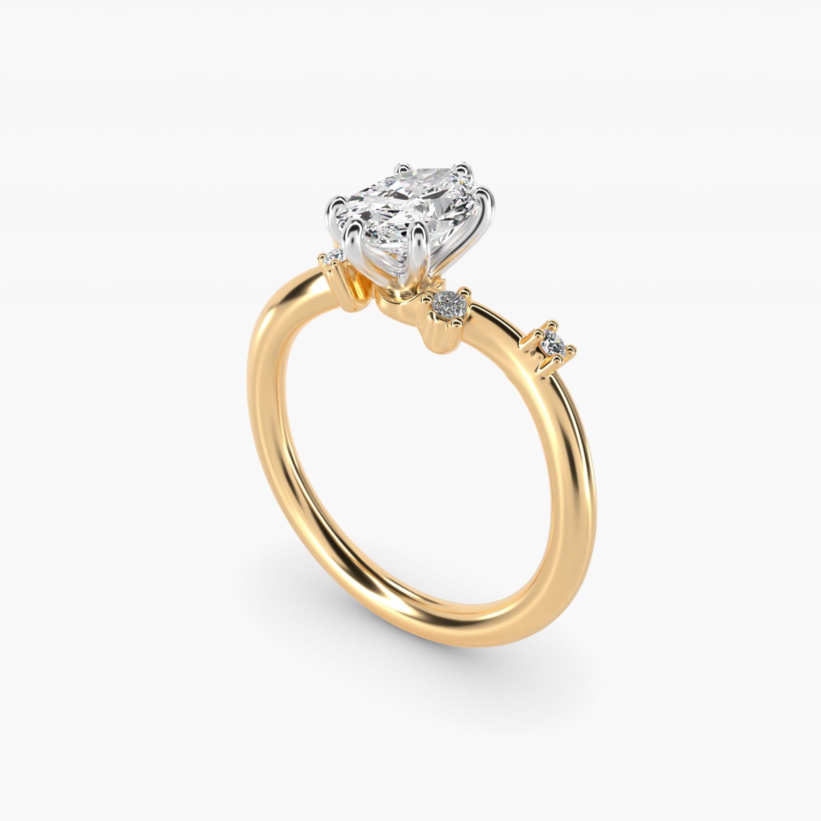 Scattered Blooms Undulated Side Stone Diamond Engagement Ring In 14K Yellow Gold By James Allen - Oval Center