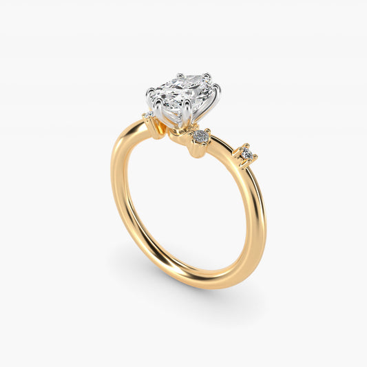 Scattered Blooms Undulated Side Stone Diamond Engagement Ring In 18k Yellow Gold By James Allen - Oval Center