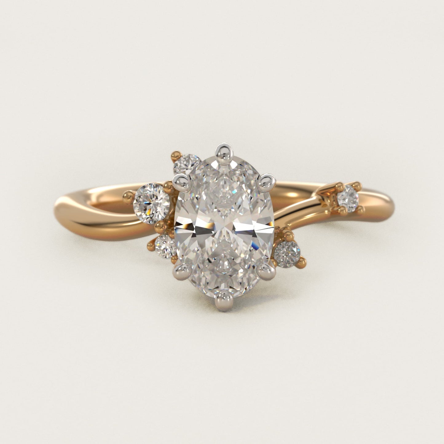 Scattered Blooms Undulated Side Stone Diamond Engagement Ring In 18k Yellow Gold By James Allen - Oval Center