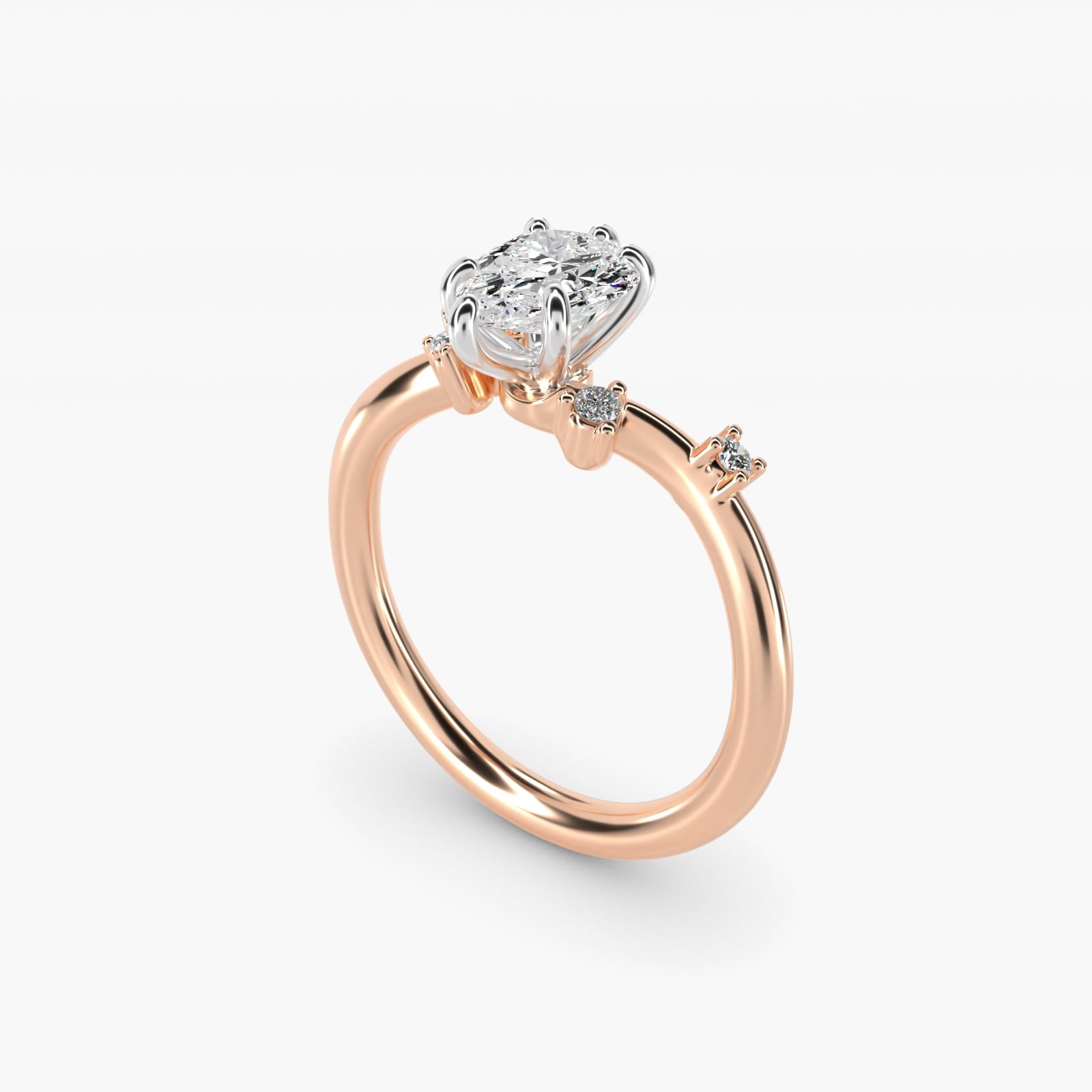 Scattered Blooms Undulated Side Stone Diamond Engagement Ring In 18k Rose Gold By James Allen - Pear Center