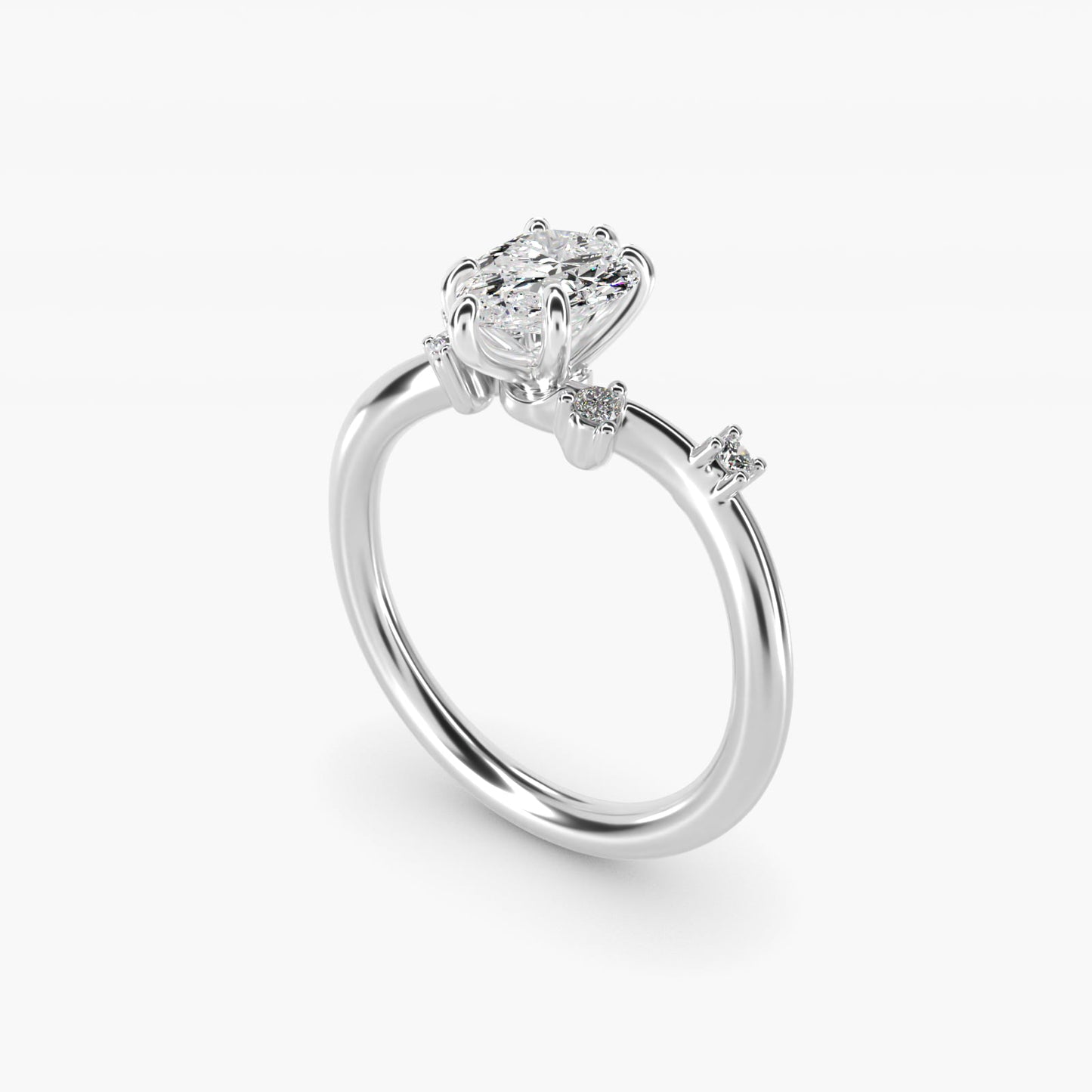 Scattered Blooms Undulated Side Stone Diamond Engagement Ring In 18k White Gold By James Allen - Pear Center