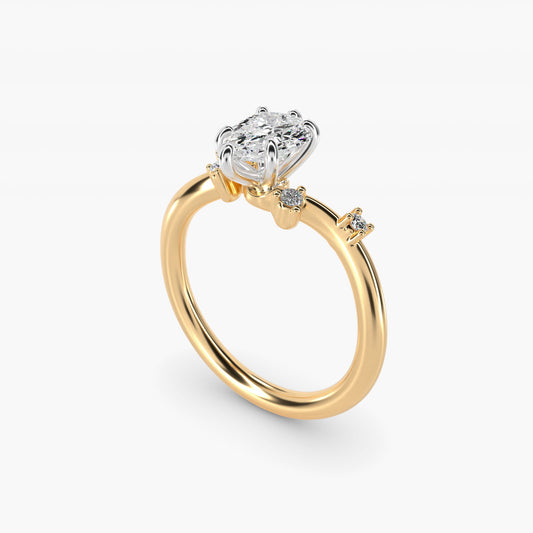 Scattered Blooms Undulated Side Stone Diamond Engagement Ring In 18k Yellow Gold By James Allen - Pear Center