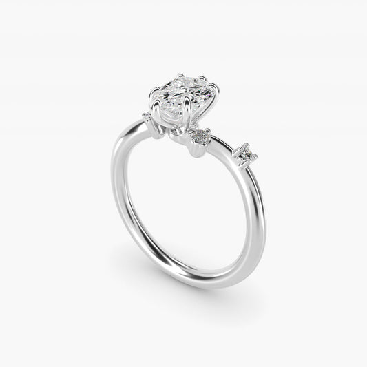 Scattered Blooms Undulated Side Stone Diamond Engagement Ring In Platinum By James Allen - Pear Center