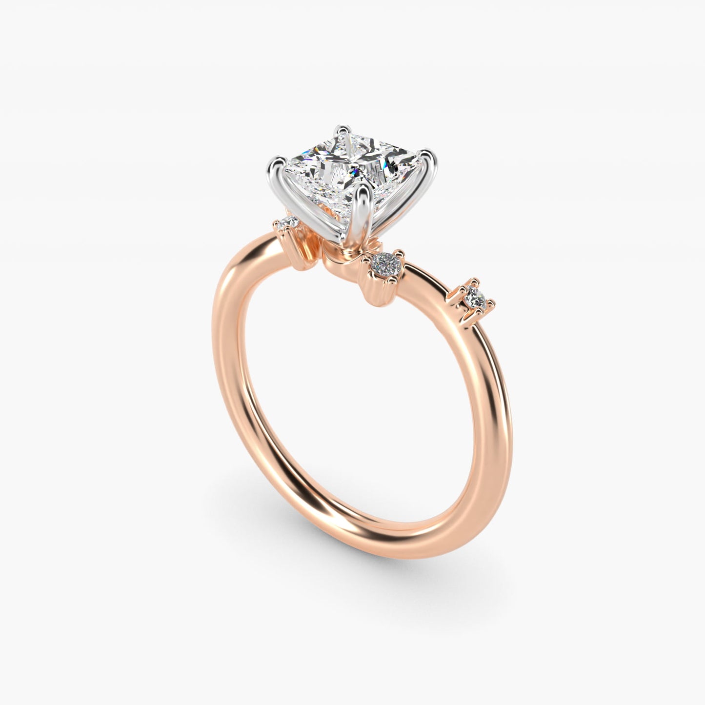 Scattered Blooms Undulated Side Stone Diamond Engagement Ring In 18k Rose Gold By James Allen - Princess Center