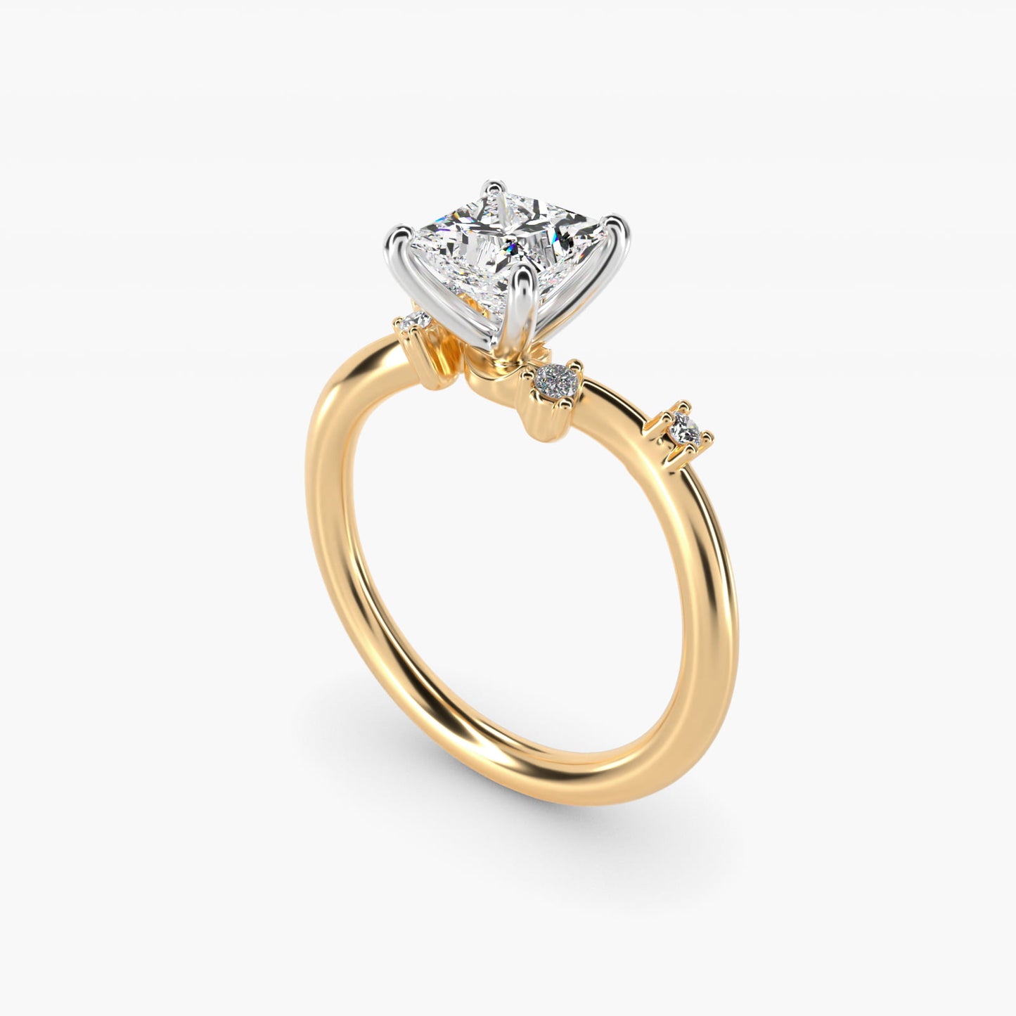 Scattered Blooms Undulated Side Stone Diamond Engagement Ring In 18k Yellow Gold By James Allen - Princess Center