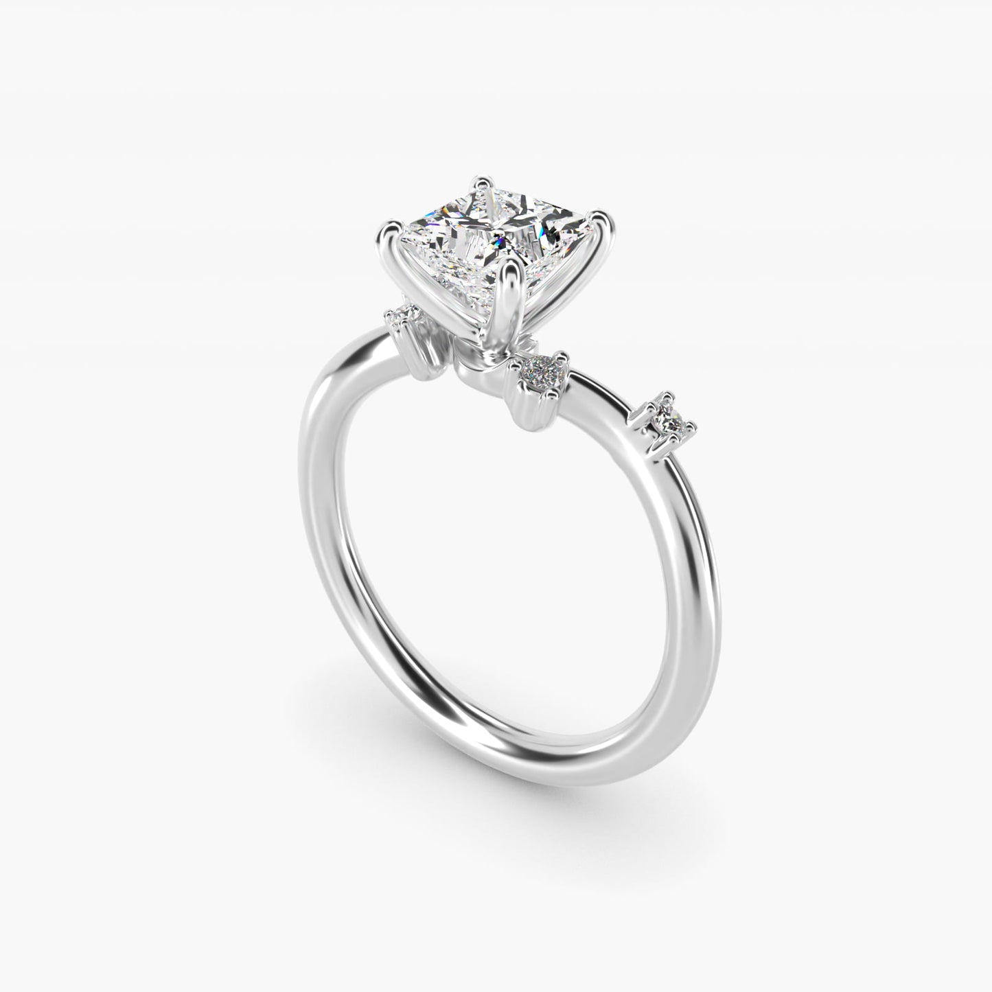 Scattered Blooms Undulated Side Stone Diamond Engagement Ring In Platinum By James Allen - Princess Center