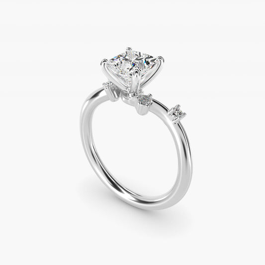 Scattered Blooms Undulated Side Stone Diamond Engagement Ring In Platinum By James Allen - Princess Center