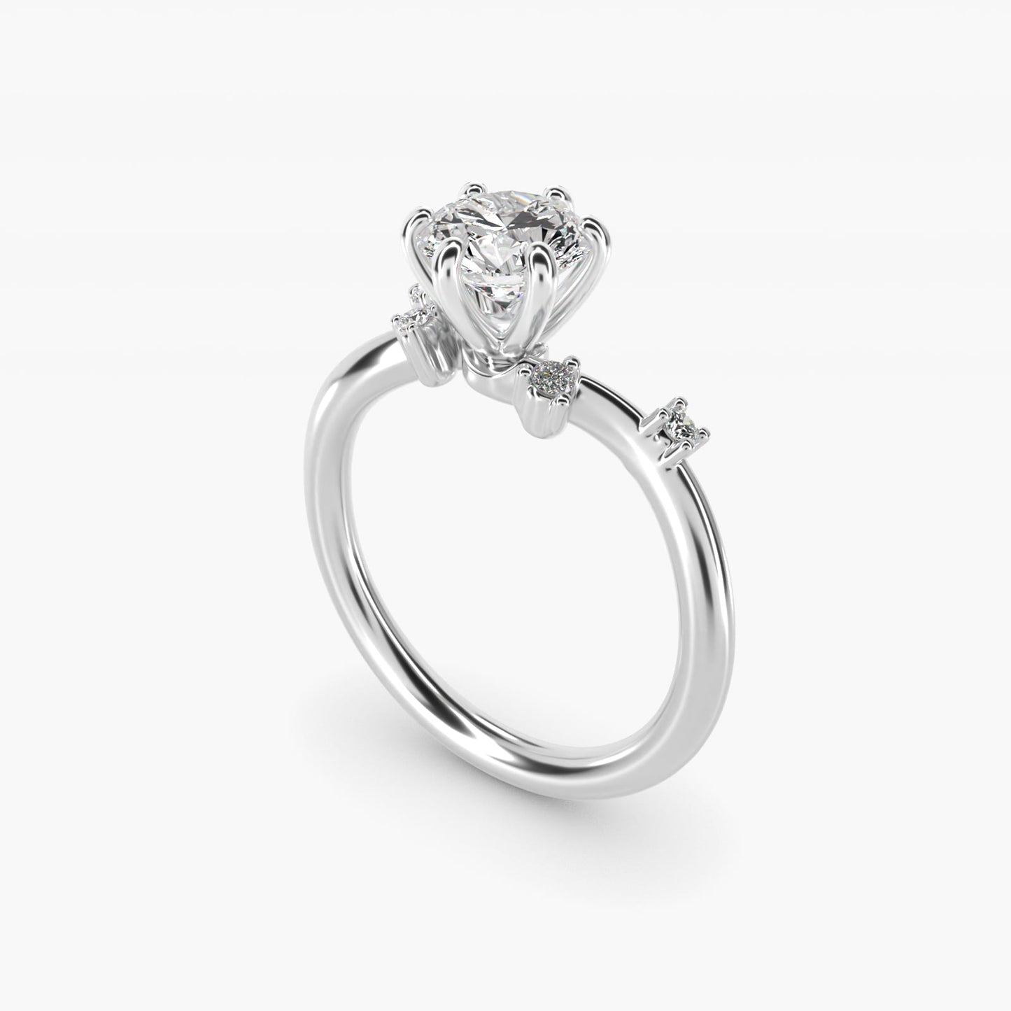 Scattered Blooms Undulated Side Stone Diamond Engagement Ring In Platinum By James Allen - Round Center