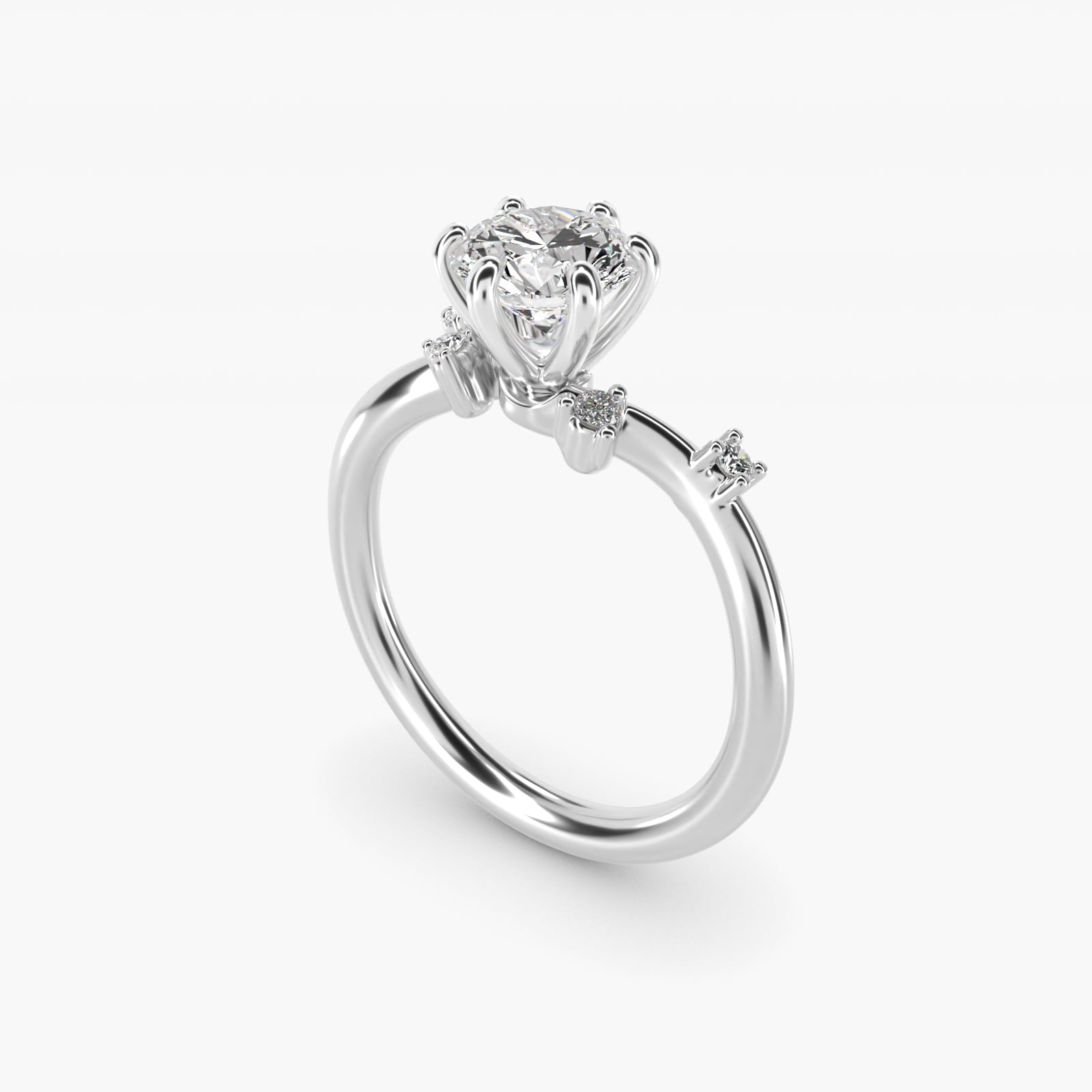 Scattered Blooms Undulated Side Stone Diamond Engagement Ring In Platinum By James Allen - Round Center