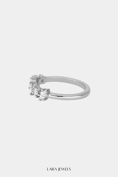 Scattered Diamond Ring 18K White Gold - Back view
