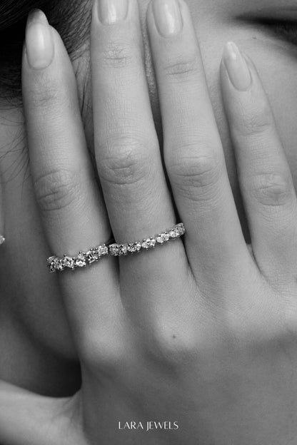 Scattered Diamond Ring 18K White Gold - On model