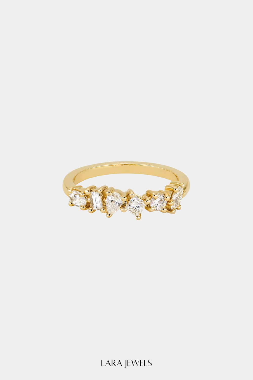 Scattered Diamond Ring 18K Yellow Gold - Front view