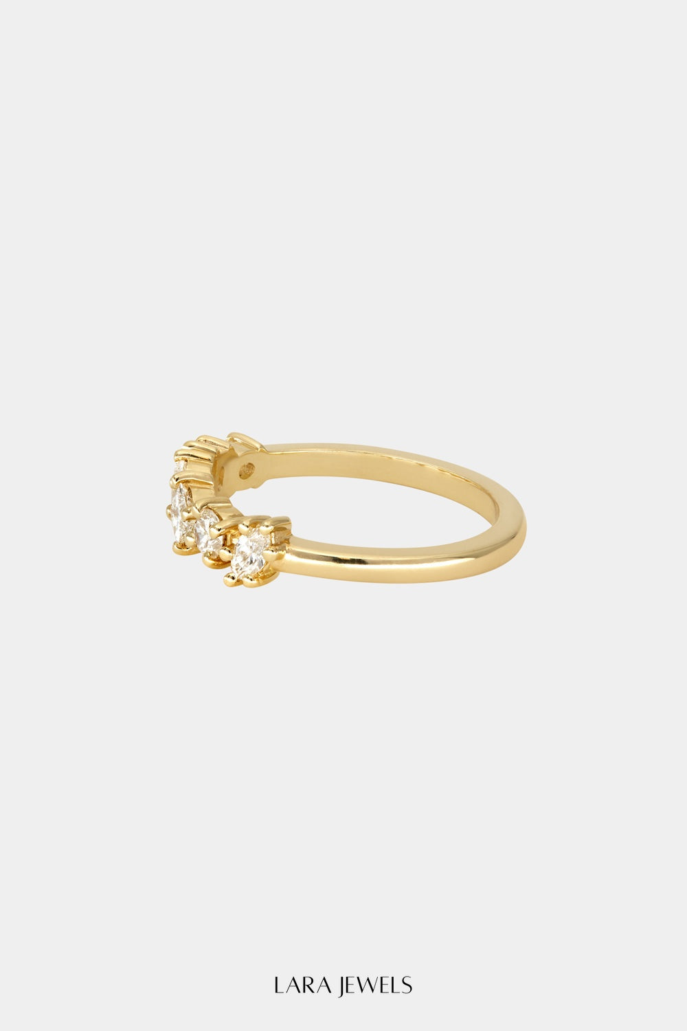 Scattered Diamond Ring 18K Yellow Gold - On model