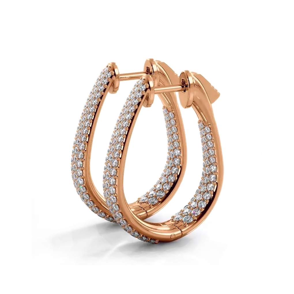 1.50 ctw. Inside Out Dome Pave Diamond Hoop Earrings - 14K Rose Gold - E-F Color VS1-VS2 Clarity