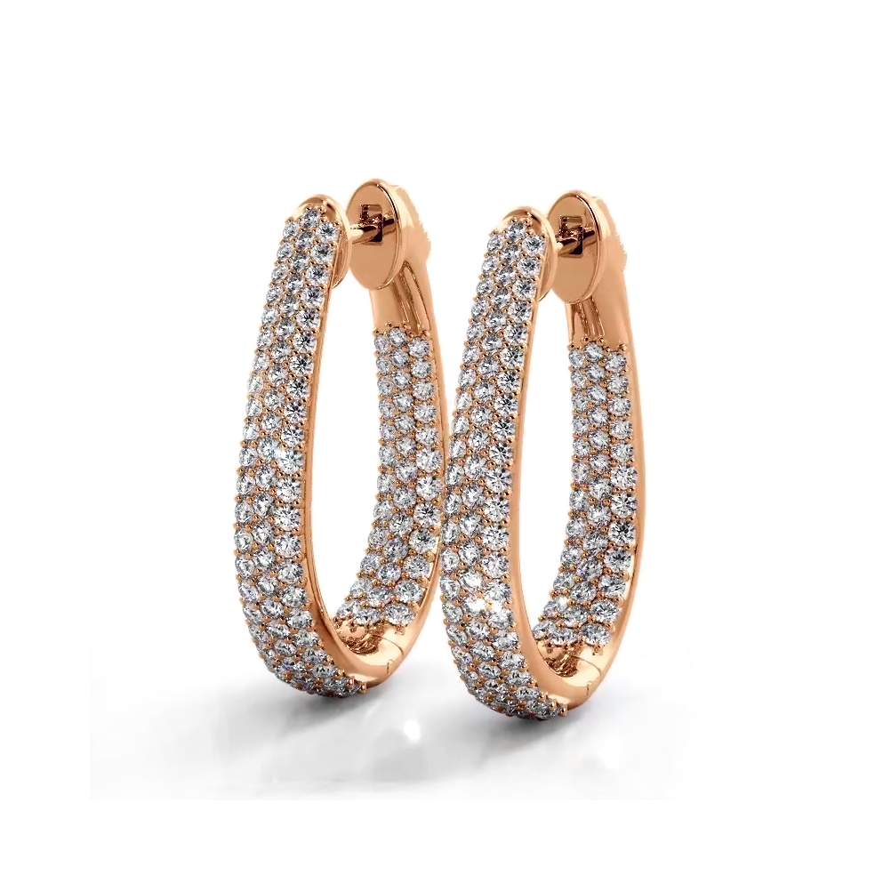 1.50 ctw. Inside Out Dome Pave Diamond Hoop Earrings - 14K Yellow Gold - F-G Color VS1-VS2 Clarity