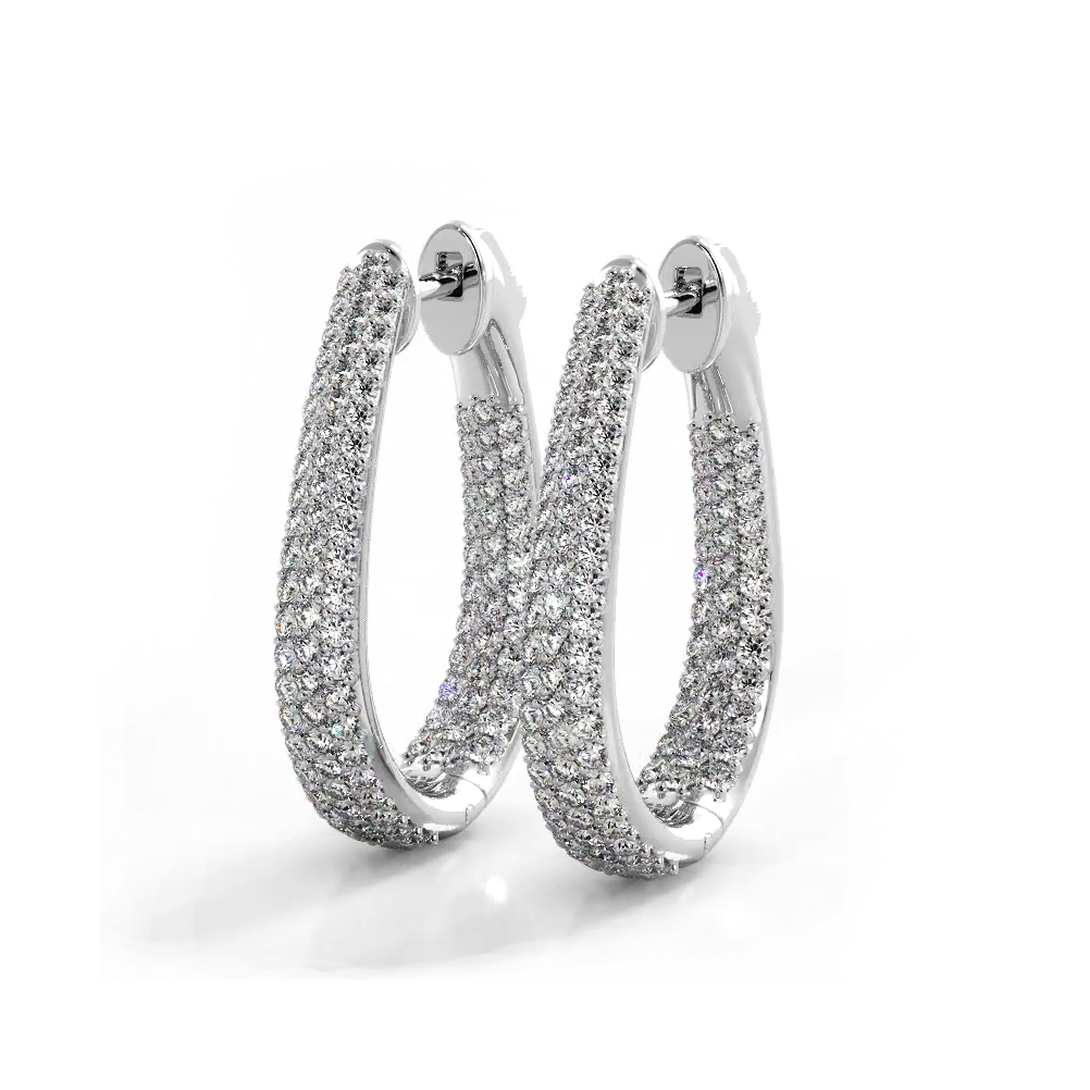 1.50 ctw. Inside Out Dome Pave Diamond Hoop Earrings