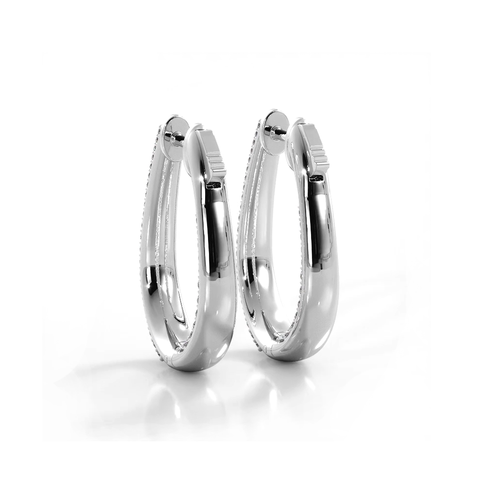 1.50 ctw. Inside Out Dome Pave Diamond Hoop Earrings - 14K White Gold - F-G Color VS1-VS2 Clarity