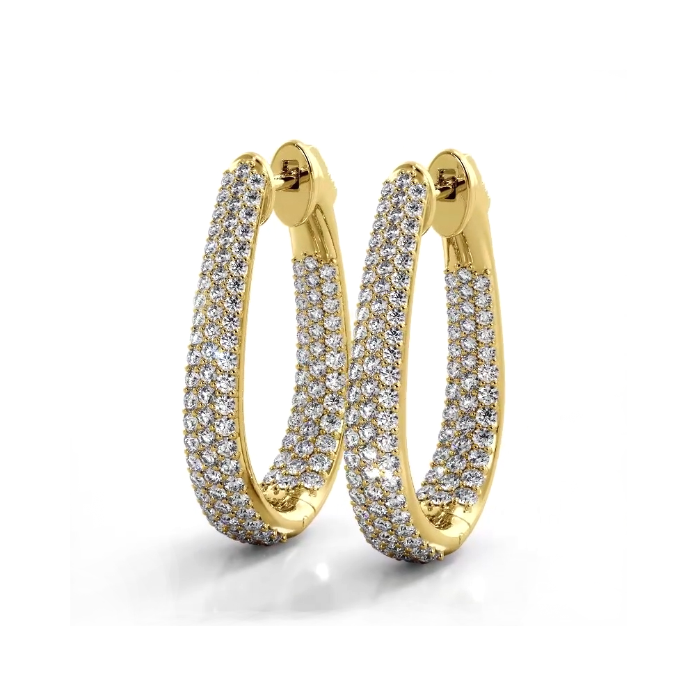 1.50 ctw. Inside Out Dome Pave Diamond Hoop Earrings - 14K Yellow Gold - E-F Color VS1-VS2 Clarity