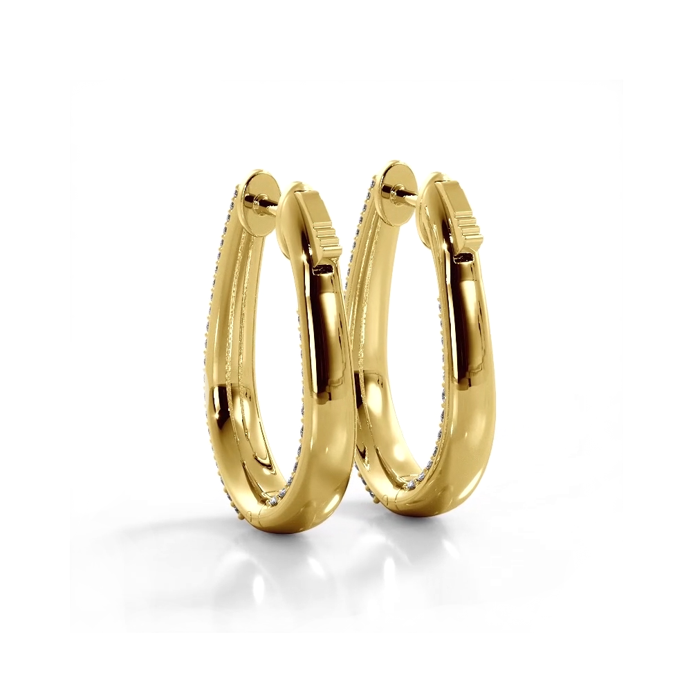 1.50 ctw. Inside Out Dome Pave Diamond Hoop Earrings - 14K Yellow Gold - G-H Color SI1-SI2 Clarity