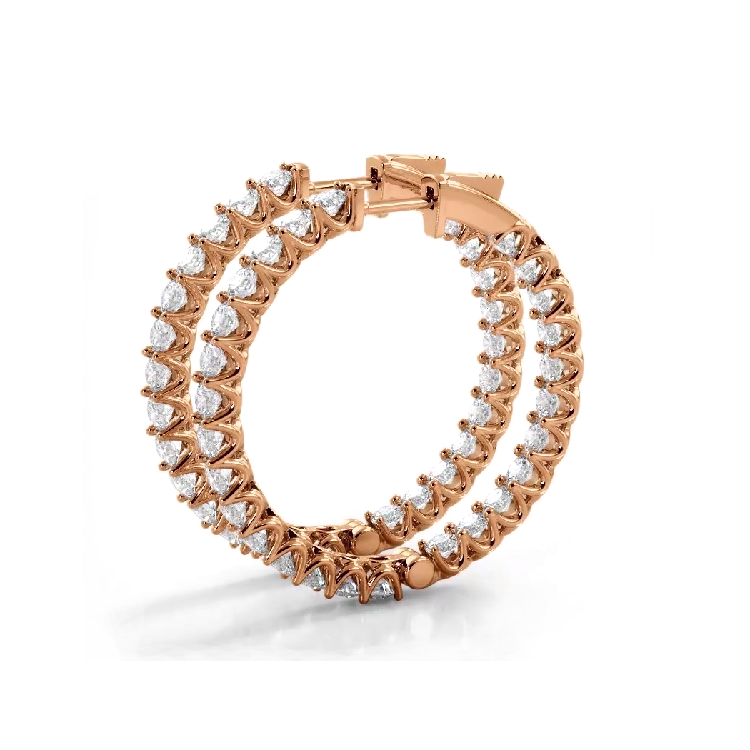 2.30 ctw. Inside Out U Prong Diamond Medium Hoop Earrings - 14K Rose Gold - E-F Color VS1-VS2 Clarity