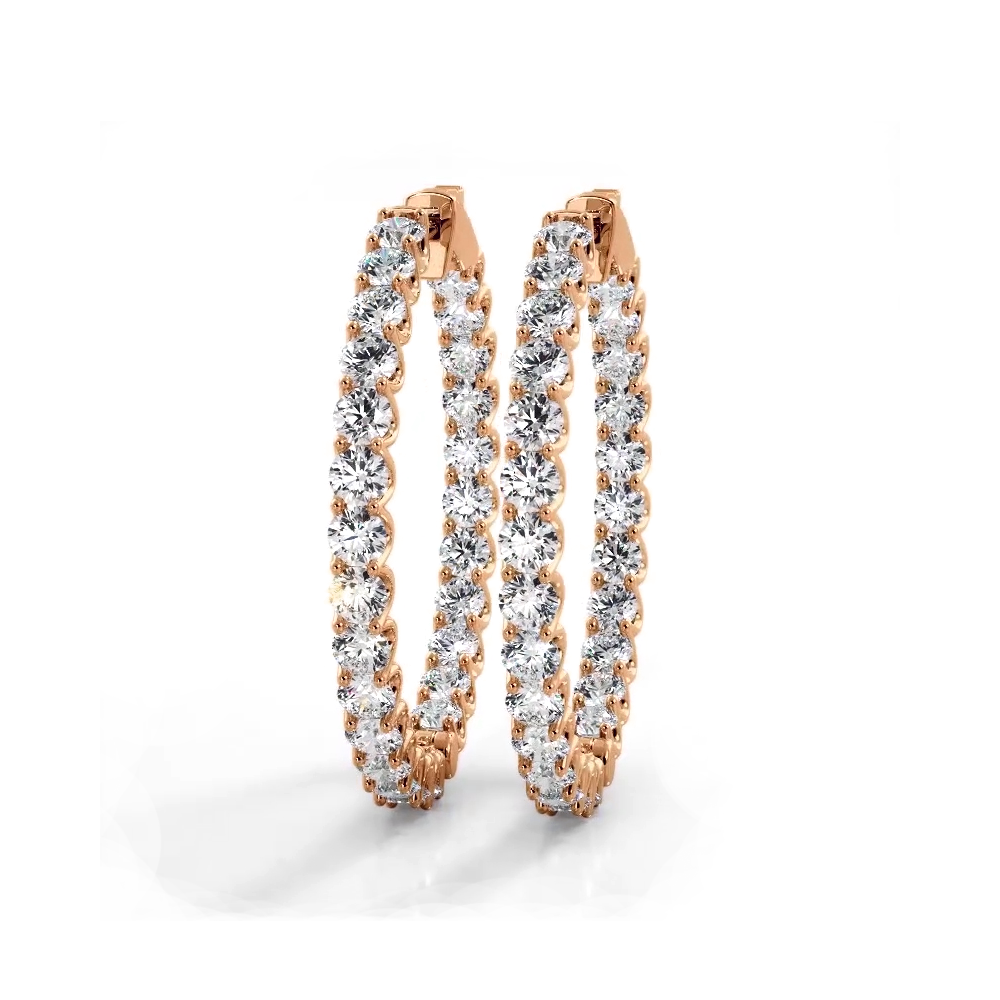 2.30 ctw. Inside Out U Prong Diamond Medium Hoop Earrings - 14K Yellow Gold - F-G Color VS1-VS2 Clarity