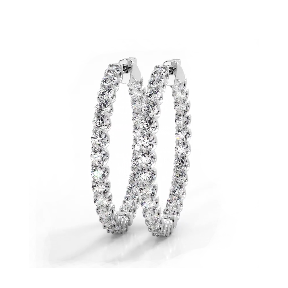 2.30 ctw. Inside Out U Prong Diamond Medium Hoop Earrings